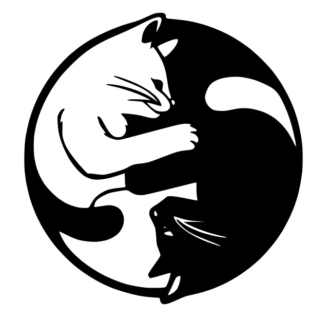 Mẫu in 3D trang trí tường Yin Yang Two Cats độc đáo - Image 1