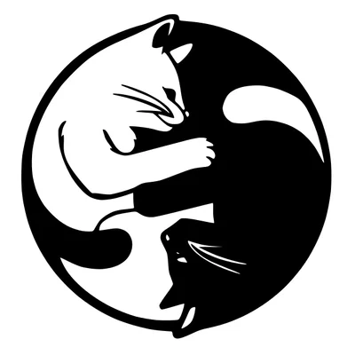 Mẫu in 3D trang trí tường Yin Yang Two Cats độc đáo