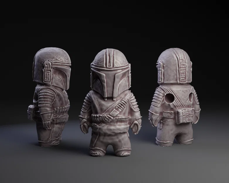 Mô hình 3D Mini Mando Netsuke - Tượng Mandalorian mini cực độc - Image 1