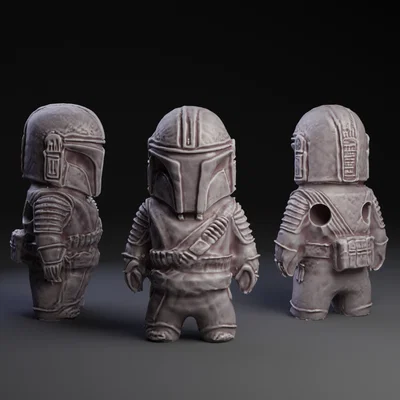 Mô hình 3D Mini Mando Netsuke - Tượng Mandalorian mini cực độc