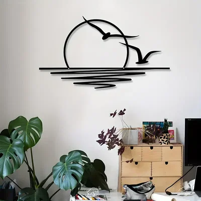 Tranh treo tường nghệ thuật hình chim và bình minh in 3D