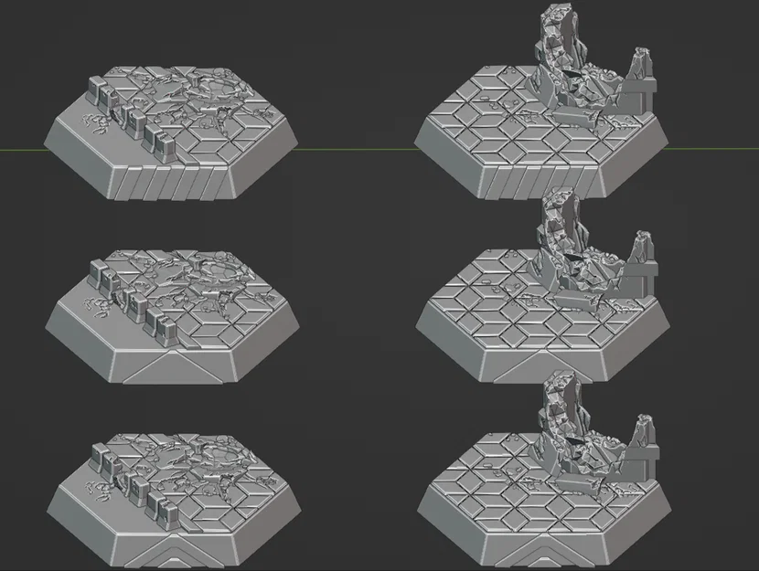 Đế Hex 30mm Phế Tích Đô Thị SET 1, có chỉ báo mặt trước (Battletech) - Image 1