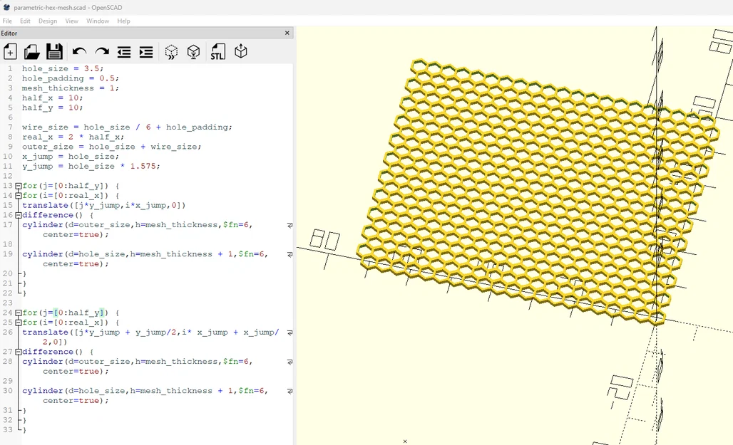 Lưới lục giác tham số (Parametric hexagonal mesh) - Image 1