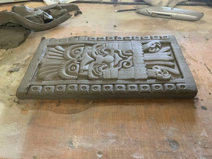 Tile roller – Con lăn tạo hoa văn Aztec cho gạch đất sét - Image 4