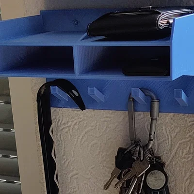 Kệ để ví treo tường kèm móc treo chìa khóa (wallet shelf with key hangers)