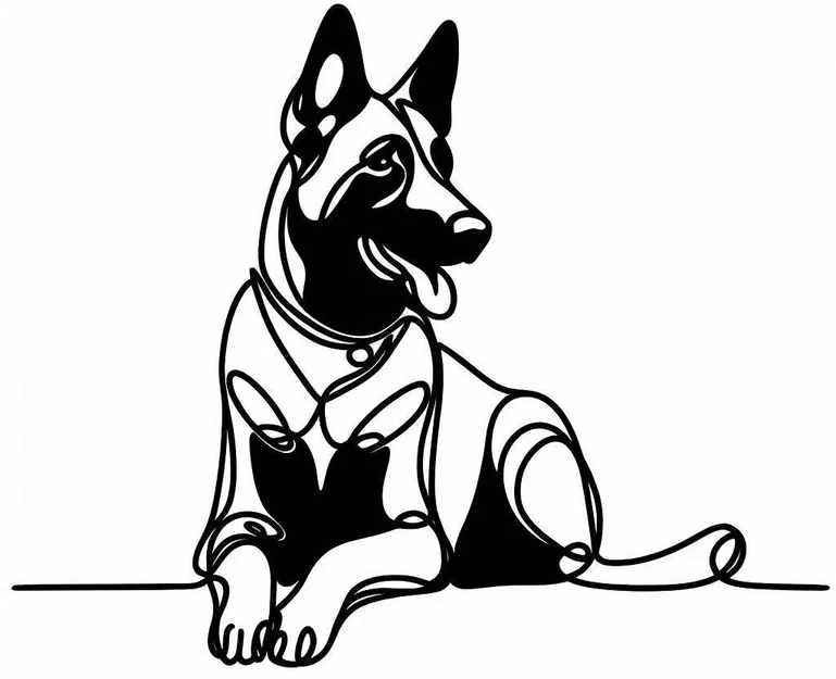 Mô hình trang trí tường hình chó Malinois phong cách tối giản - Image 1