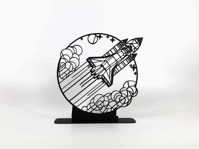 Tàu Con Thoi Line Art Hình Học (Geometric Line Art Space Shuttle) - Image 1