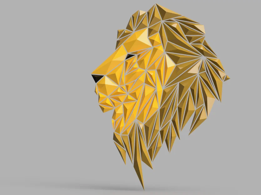Mô hình 3D Lion on the wall - Sư tử hình học nghệ thuật - Image 1
