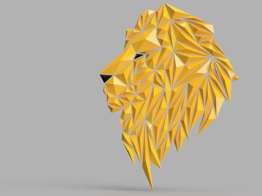 Mô hình 3D Lion on the wall - Sư tử hình học nghệ thuật - Image 3