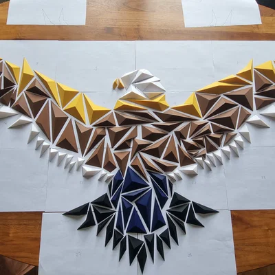 Mô hình tranh treo tường 3D hình đại bàng Low-Poly khổ lớn ấn tượng