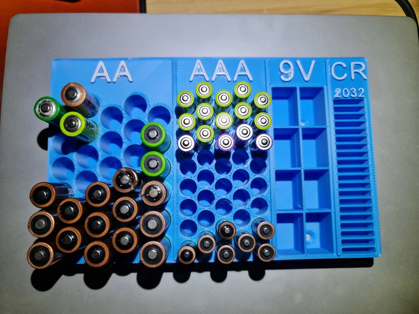 Khay Đựng Pin Đa Năng 3D: Sắp Xếp Pin AA, AAA, 9V, CR2032 Gọn Gàng - Image 1