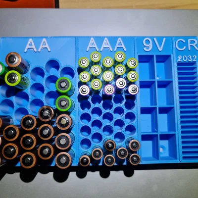 Khay Đựng Pin Đa Năng 3D: Sắp Xếp Pin AA, AAA, 9V, CR2032 Gọn Gàng