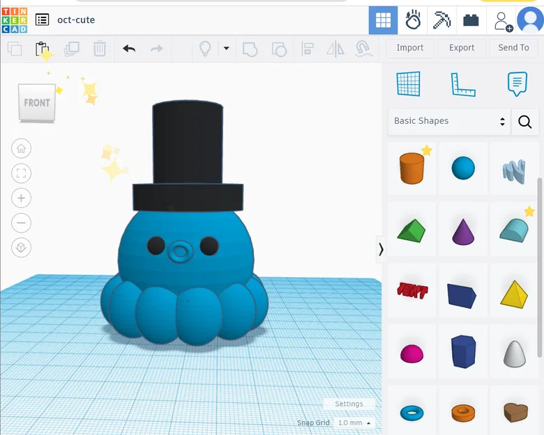 Mô hình bạch tuộc đội mũ quý ông cực dễ thương in 3D - Image 1