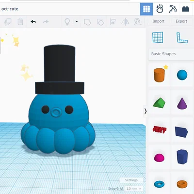 Mô hình bạch tuộc đội mũ quý ông cực dễ thương in 3D