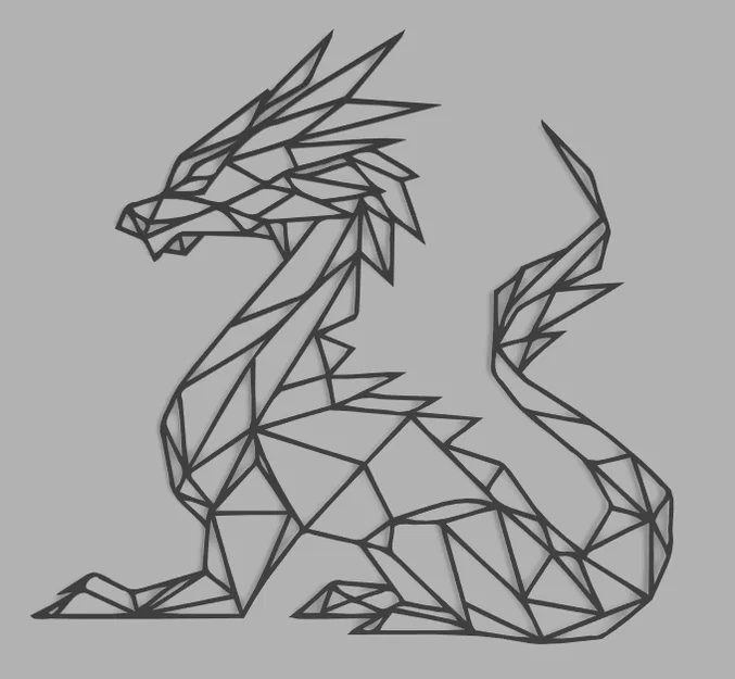 Mẫu in 3D tranh treo tường rồng hình học (Geometric Dragon Wall Art) - Image 1
