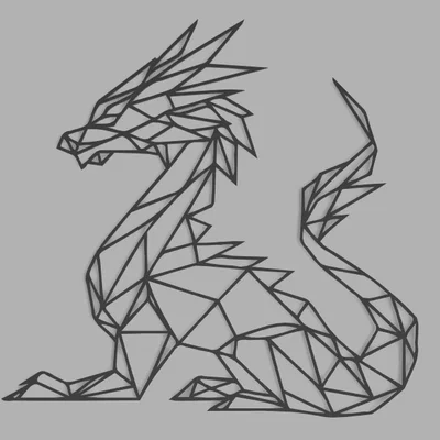 Mẫu in 3D tranh treo tường rồng hình học (Geometric Dragon Wall Art)