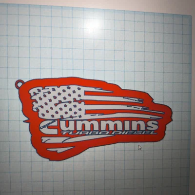 Móc khóa 3D hình cờ Mỹ Cummins Turbo Diesel cực chất