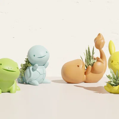 Bộ chậu cây Pokemon in 3D: Pikachu, Bulbasaur, Charmander, Squirtle