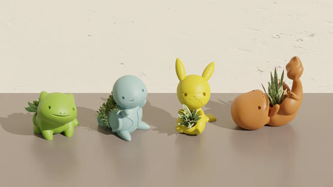 Bộ chậu cây Pokemon in 3D: Pikachu, Bulbasaur, Charmander, Squirtle - Image 3