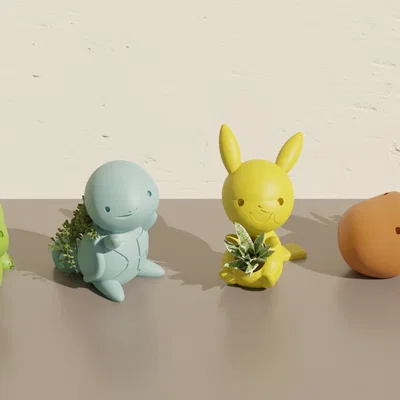 Bộ chậu cây Pokemon in 3D: Pikachu, Bulbasaur, Charmander, Squirtle