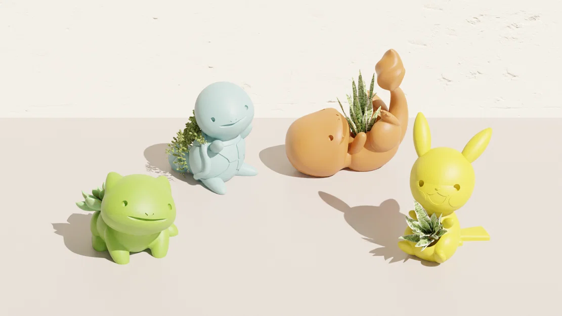 Bộ chậu cây Pokemon in 3D: Pikachu, Bulbasaur, Charmander, Squirtle - Image 4