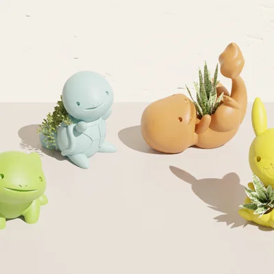 Bộ chậu cây Pokemon in 3D: Pikachu, Bulbasaur, Charmander, Squirtle