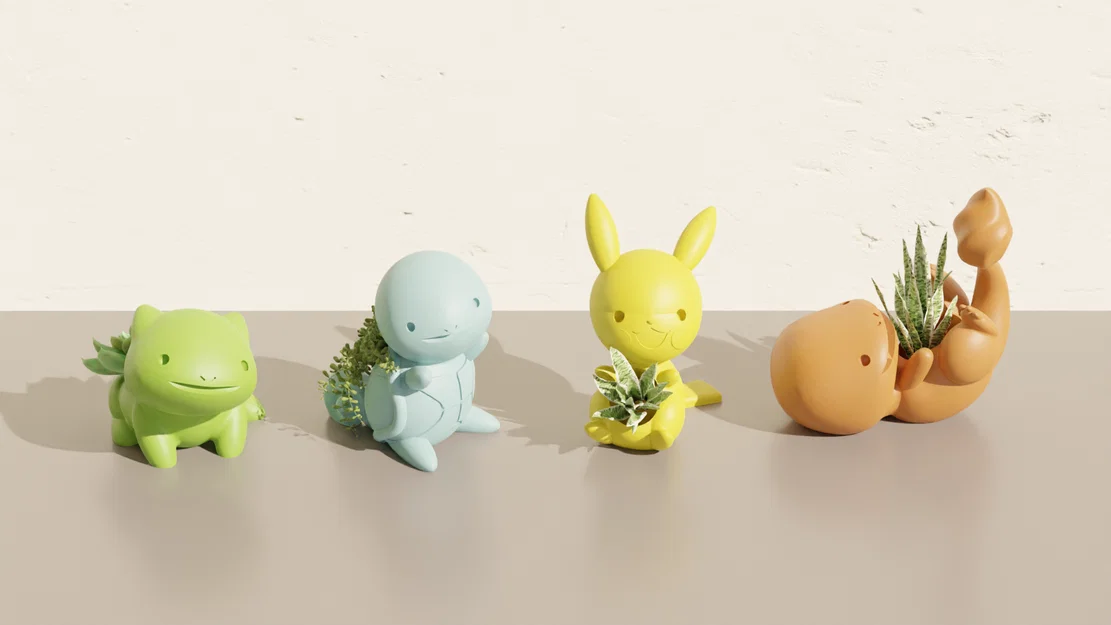 Bộ chậu cây Pokemon in 3D: Pikachu, Bulbasaur, Charmander, Squirtle - Image 5