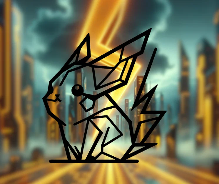 Pikachu Pokemon Geometric (Wallart) - Mẫu In 3D - Image 1