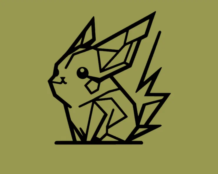 Pikachu Pokemon Geometric (Wallart) - Mẫu In 3D - Image 2