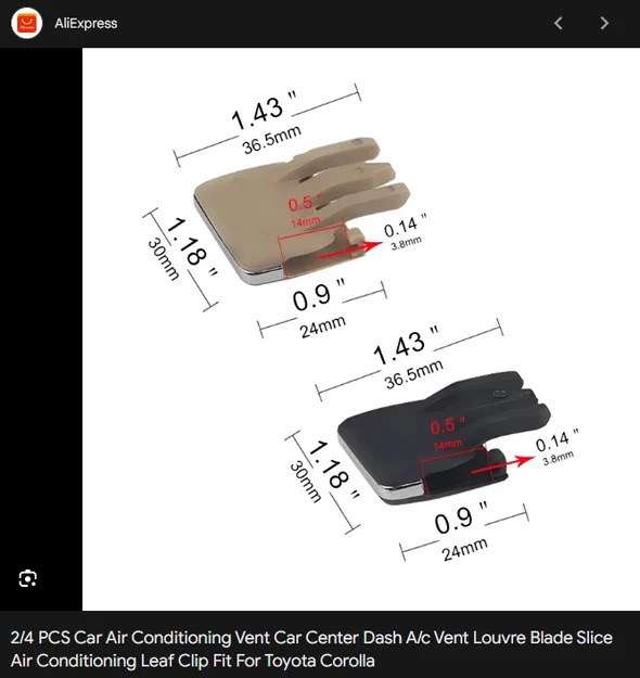 Kẹp điều chỉnh cửa gió điều hòa cho Toyota Corolla 2016 - Tự in 3D - Image 2