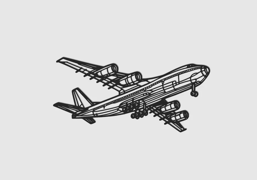 Trang trí treo tường máy bay lớn (Line Art) - Image 1