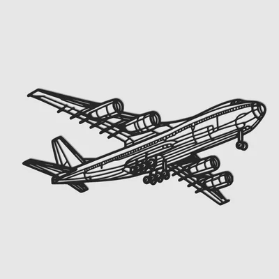 Trang trí treo tường máy bay lớn (Line Art)