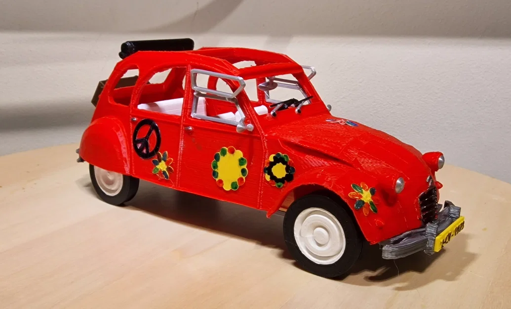 Mô hình xe cổ Citroën 2CV 1973 phiên bản Flower Power in 3D - Image 1