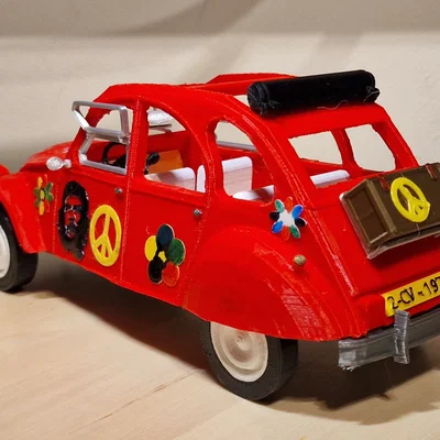 Mô hình xe cổ Citroën 2CV 1973 phiên bản Flower Power in 3D