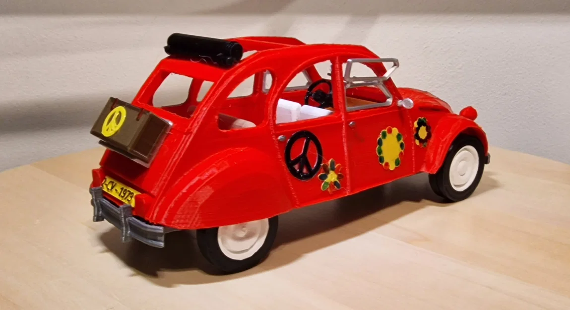 Mô hình xe cổ Citroën 2CV 1973 phiên bản Flower Power in 3D - Image 3