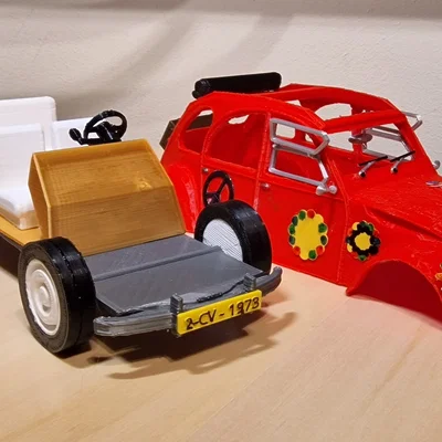 Mô hình xe cổ Citroën 2CV 1973 phiên bản Flower Power in 3D