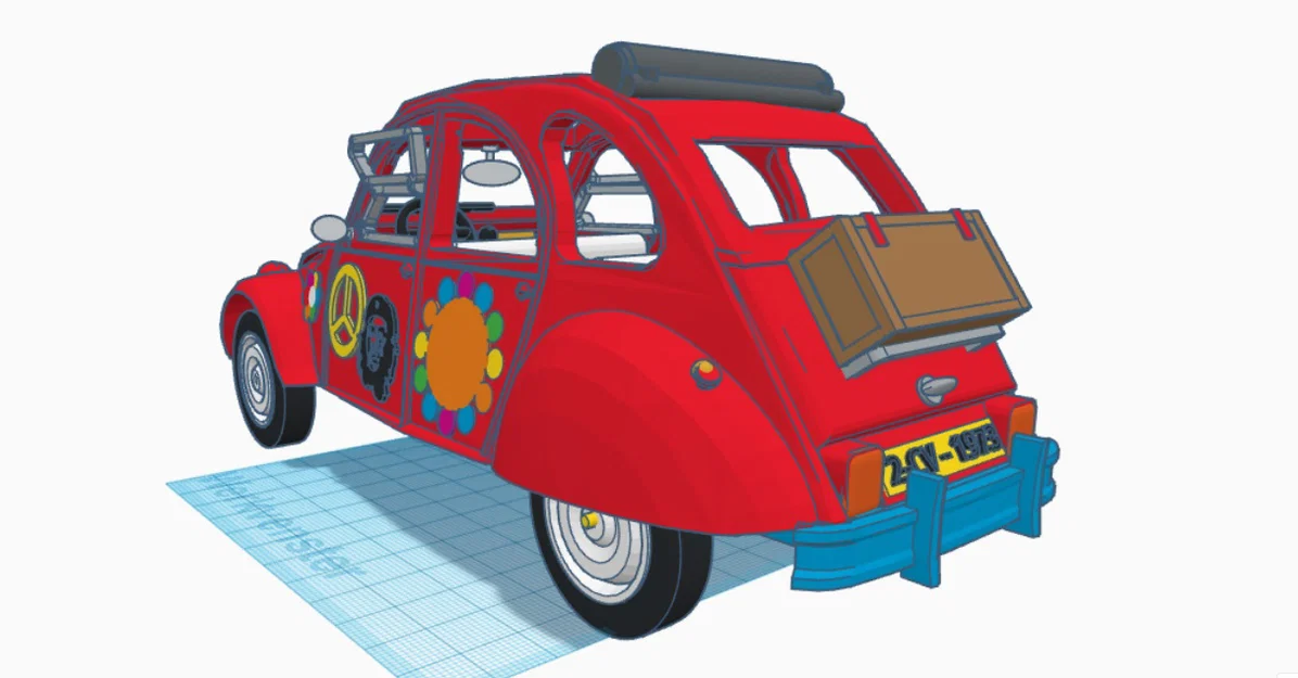 Mô hình xe cổ Citroën 2CV 1973 phiên bản Flower Power in 3D - Image 5