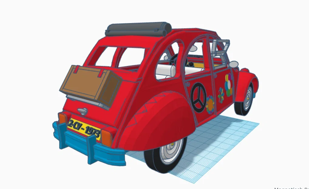 Mô hình xe cổ Citroën 2CV 1973 phiên bản Flower Power in 3D - Image 7