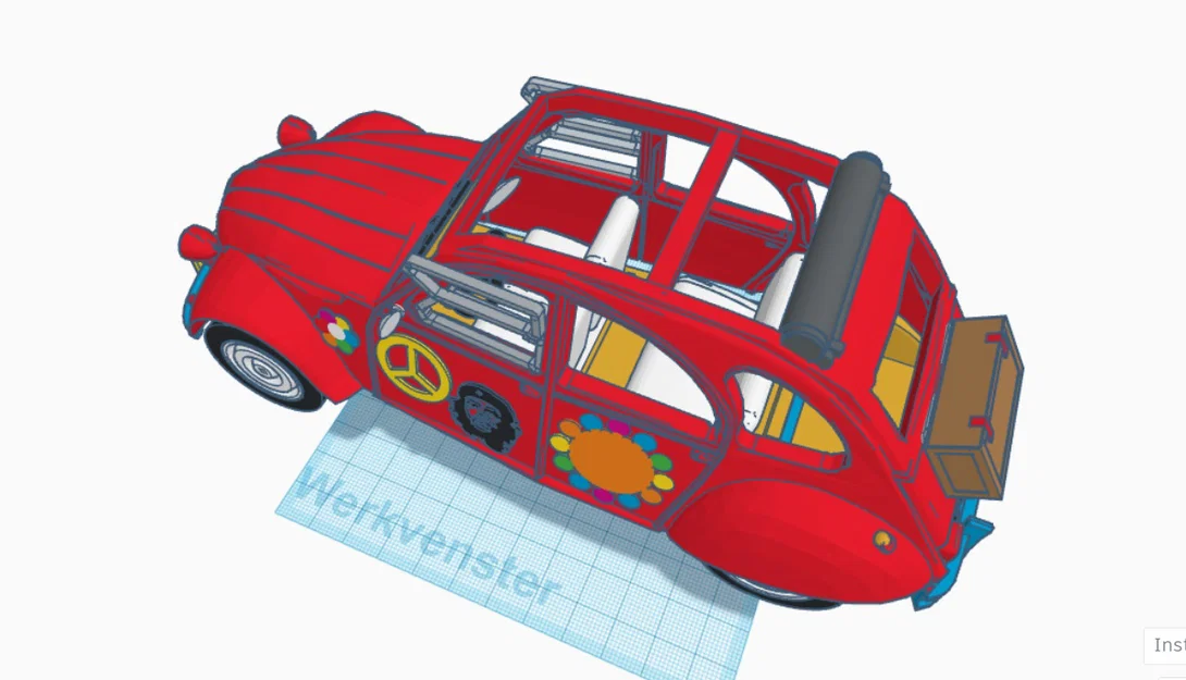 Mô hình xe cổ Citroën 2CV 1973 phiên bản Flower Power in 3D - Image 8