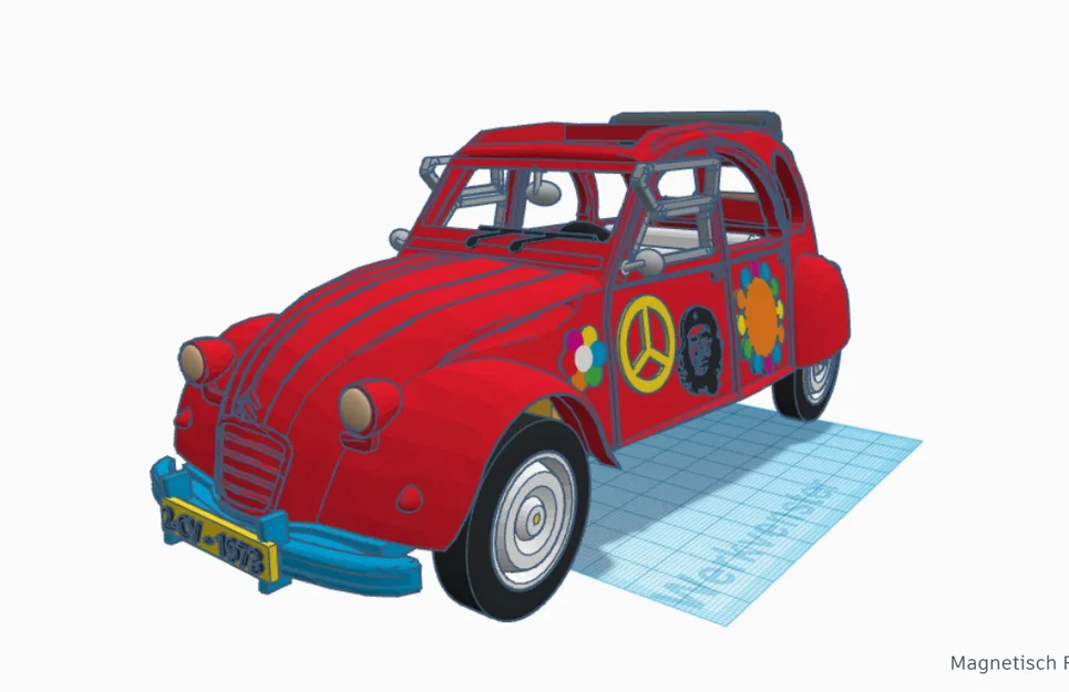 Mô hình xe cổ Citroën 2CV 1973 phiên bản Flower Power in 3D - Image 9