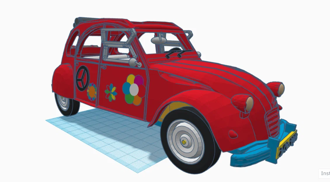 Mô hình xe cổ Citroën 2CV 1973 phiên bản Flower Power in 3D - Image 10