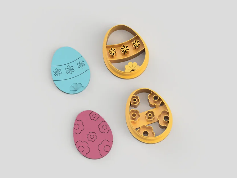 Bộ Cutter Bông Hoa Trứng Phục Sinh Làm Bông Tai Polymer (STL) - Image 1