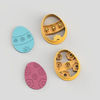 Bộ Cutter Bông Hoa Trứng Phục Sinh Làm Bông Tai Polymer (STL)