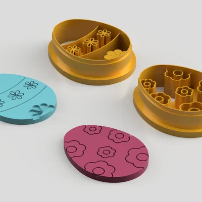 Bộ Cutter Bông Hoa Trứng Phục Sinh Làm Bông Tai Polymer (STL)