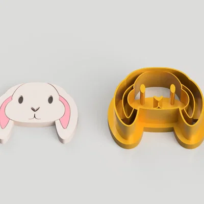 Dao Cắt Đất Sét Polymer Bông Tai Đầu Thỏ Phục Sinh (Easter Bunny Head) – Bản Sharp