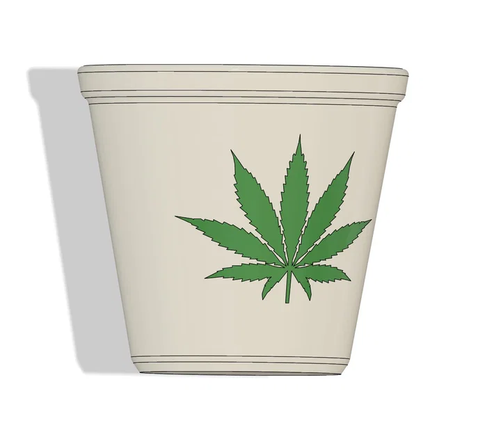 Chậu hoa hoạ tiết lá cần sa (Flowerpot with weed leaves) - Image 2