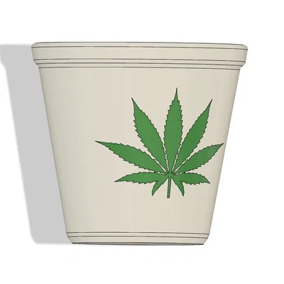 Chậu hoa hoạ tiết lá cần sa (Flowerpot with weed leaves)