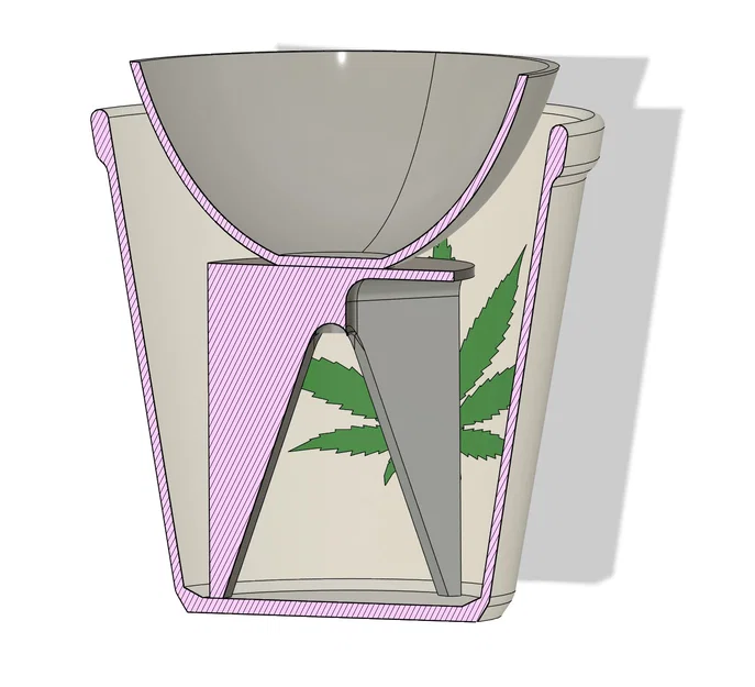 Chậu hoa hoạ tiết lá cần sa (Flowerpot with weed leaves) - Image 3