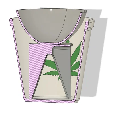 Chậu hoa hoạ tiết lá cần sa (Flowerpot with weed leaves)
