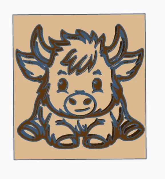 Tranh Treo Tường Bò Highland Bê Con Dễ Thương - Image 1